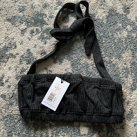 WeWoreWhat Tie Halter Bra Top in Black size S - Picture 5 of 5